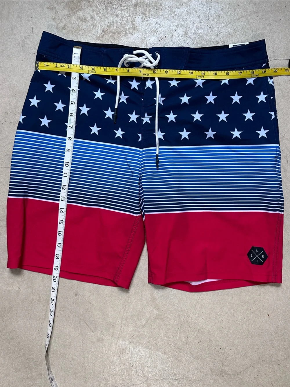 NWT USA Flag Board Shorts Patriotic Swim Trunks Men’s 36 New Boundaries